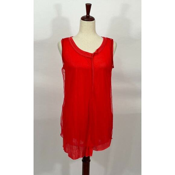RUNDHOLZ Black Label Sz L Large Red Layered Tulle Tank Top Sleeveless NWT - Picture 8 of 9
